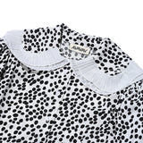 AVAVAV SHORT SLEEVE PLISSE COLLAR BLOUSE BLACK DOTS