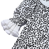AVAVAV SHORT SLEEVE PLISSE COLLAR BLOUSE BLACK DOTS
