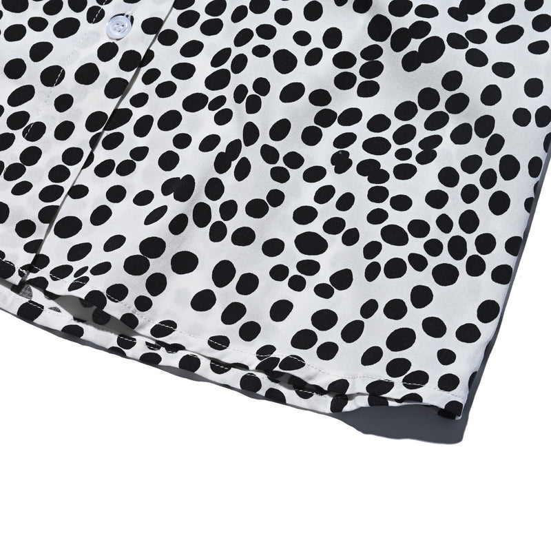 AVAVAV SHORT SLEEVE PLISSE COLLAR BLOUSE BLACK DOTS