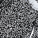 AVAVAV LONG SLEEVE PLISSE COLLAR BLOUSE WHITE DOTS