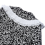 AVAVAV LONG SLEEVE PLISSE COLLAR BLOUSE WHITE DOTS
