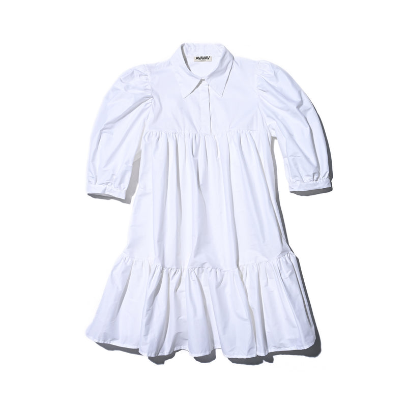 AVAVAV SHORT SLEEVE PUFF SHIRT DRESS WHITE