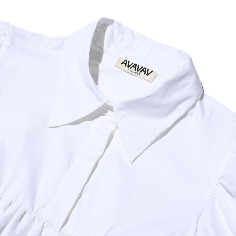 AVAVAV SHORT SLEEVE PUFF SHIRT DRESS WHITE