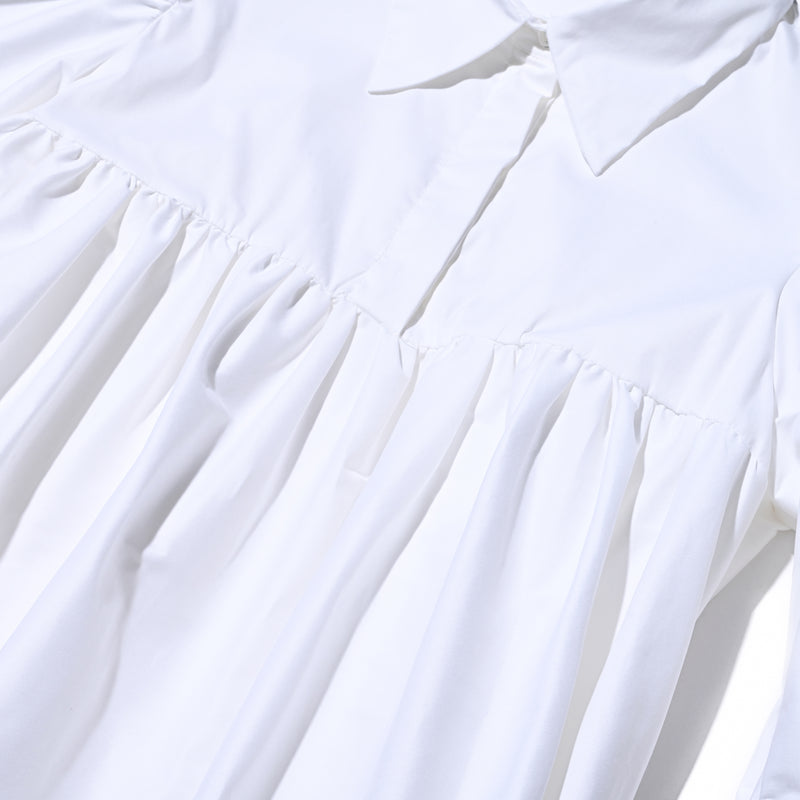 AVAVAV SHORT SLEEVE PUFF SHIRT DRESS WHITE