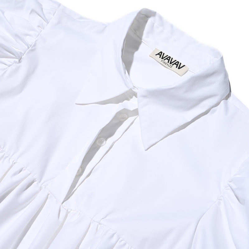 AVAVAV SHORT SLEEVE PUFF SHIRT DRESS WHITE