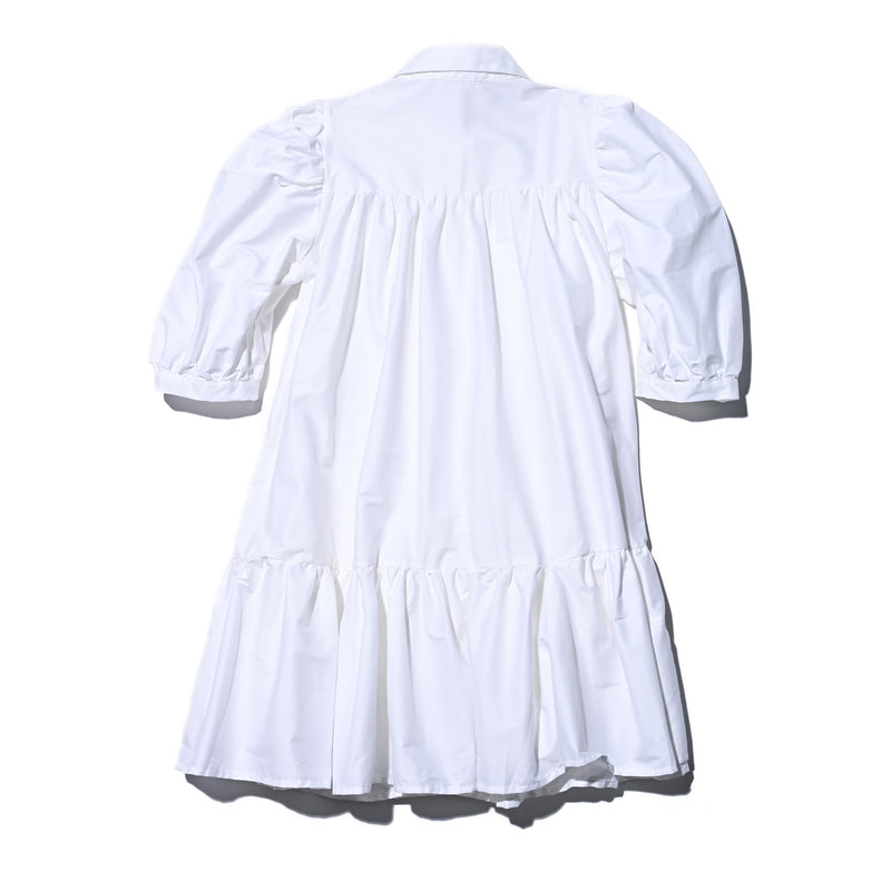 AVAVAV SHORT SLEEVE PUFF SHIRT DRESS WHITE