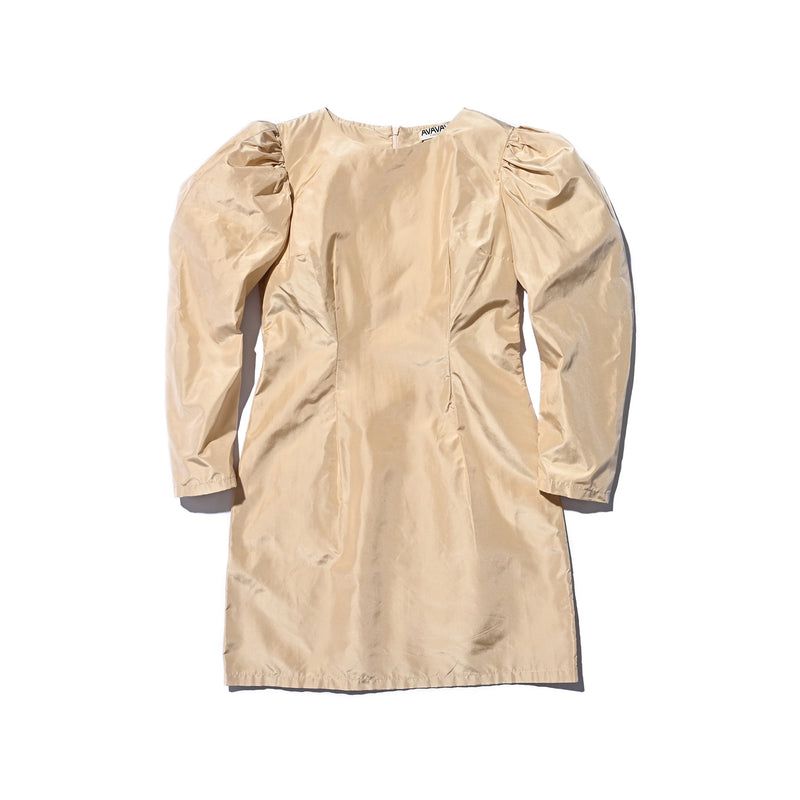 AVAVAV ROUND NECK PUFFY DRESS BEIGE