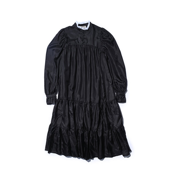 AVAVAV MIDI RUFFLE LACE COLLAR DRESS BLACK
