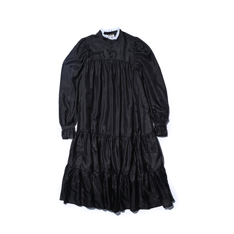 AVAVAV MIDI RUFFLE LACE COLLAR DRESS BLACK