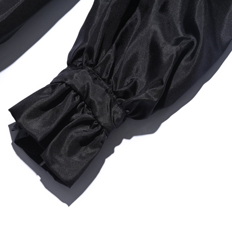 AVAVAV MIDI RUFFLE LACE COLLAR DRESS BLACK