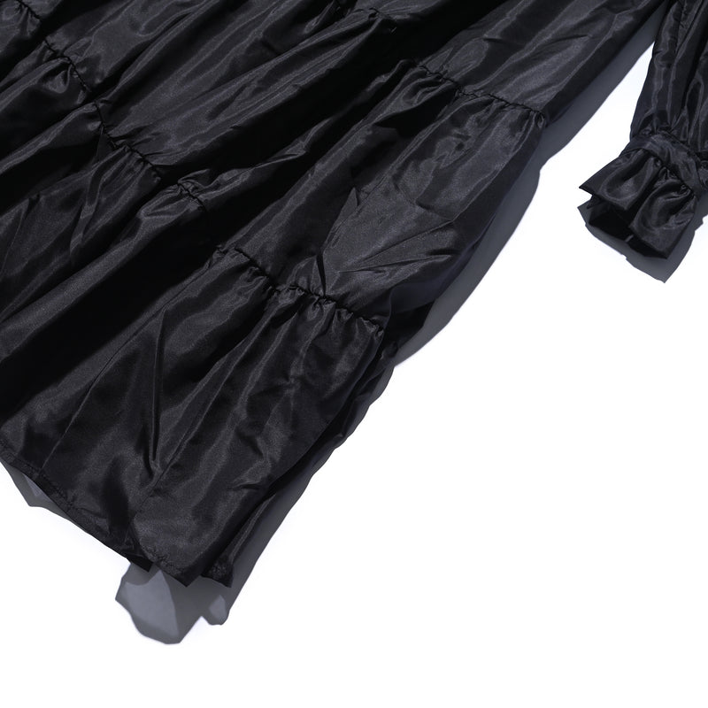 AVAVAV MIDI RUFFLE LACE COLLAR DRESS BLACK