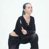 SSERPE TREE FRUIT CROP CARDIGAN BLACK