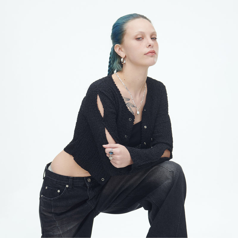 SSERPE TREE FRUIT CROP CARDIGAN BLACK