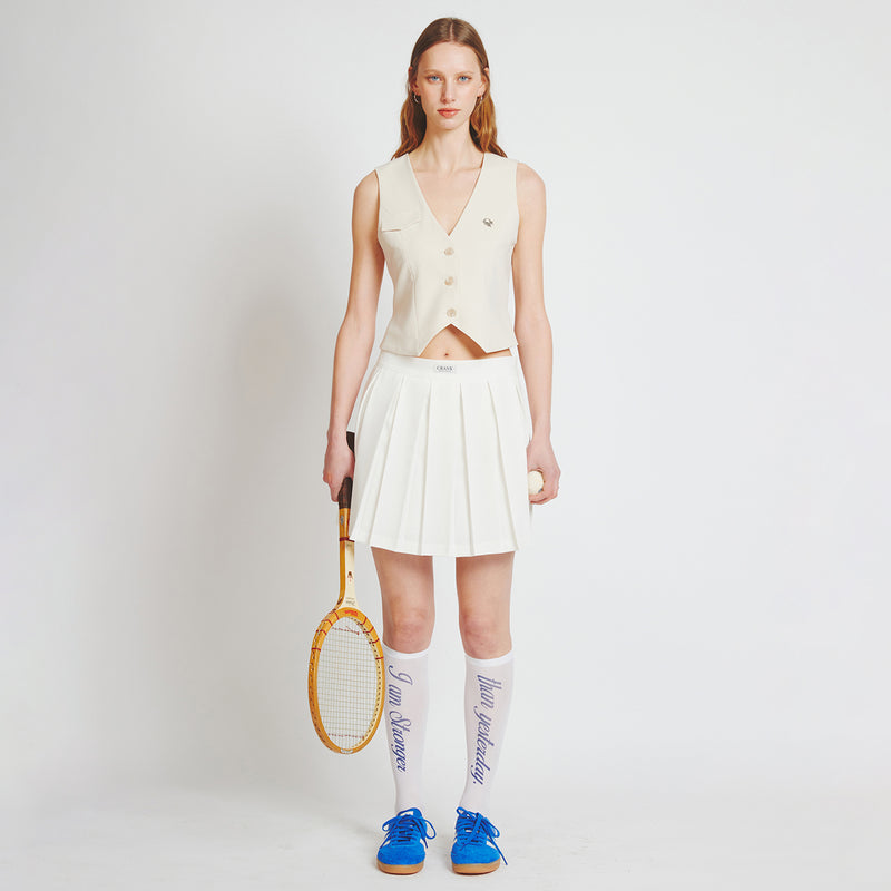 CRANK LETTERING KNEE SOCKS WHITE