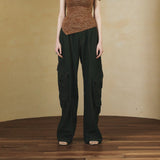 SETSETSET SUMMER COTTON CARGO PANTS GREEN