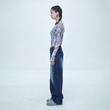 SSERPE LIQUID METAL MESH CROP TEE MULTI
