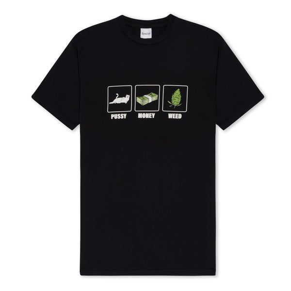 RIPNDIP PU$$Y, MONEY, WEED TEE BLACK