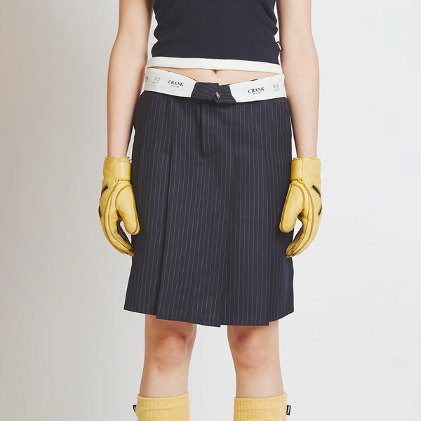 CRANK PIN STRIPE MIDI SKIRT NAVY