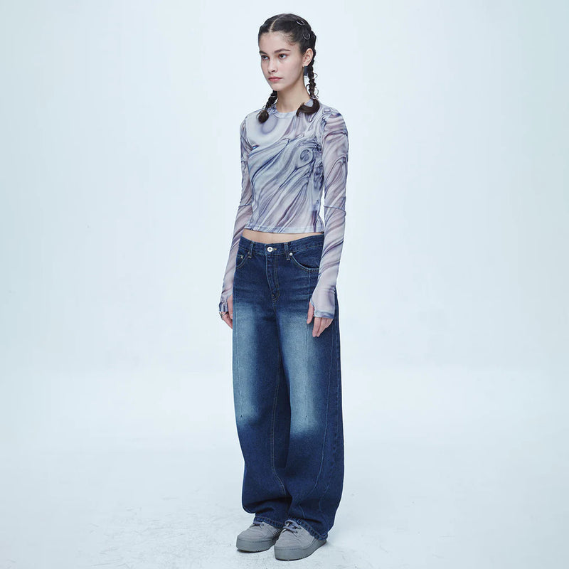 SSERPE LIQUID METAL MESH CROP TEE MULTI