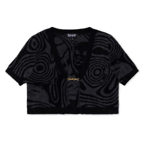 RIPNDIP HYPNOTIC OPEN FRONT CROP TOP BLACK MULTI