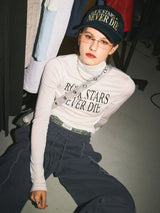 CRANK WOOL SPAN LETTERING TURTLENECK WHITE