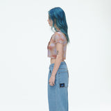 SSERPE WATER BUBBLE TIE-DYE CROP CARDIGAN PURPLE & ORANGE