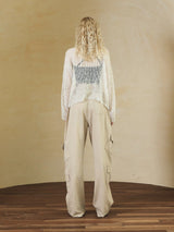 SETSETSET SUMMER COTTON CARGO PANTS BEIGE