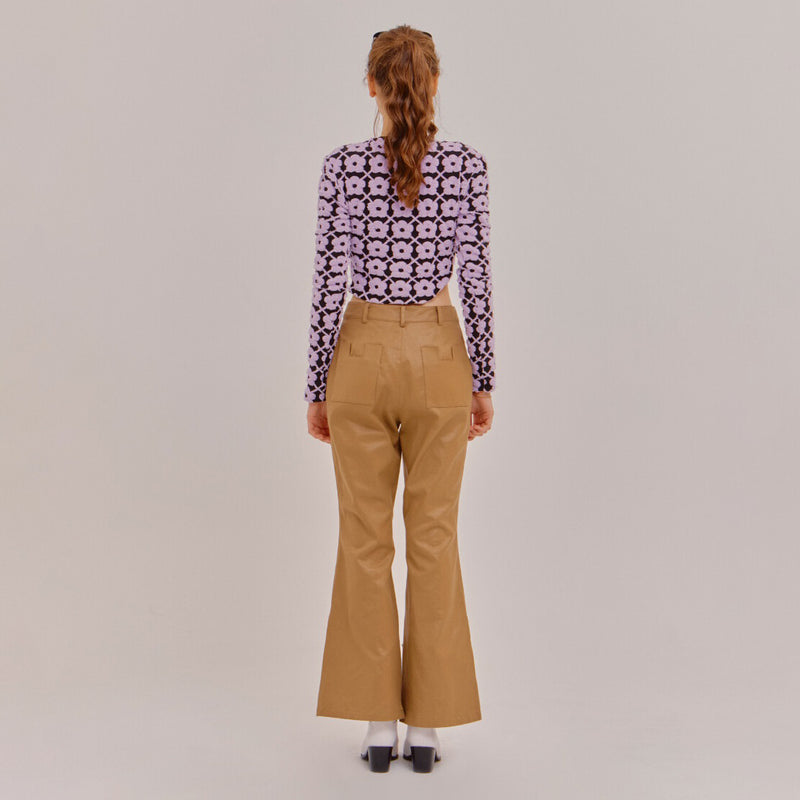 SETSETSET FLOWER KINT CROP CARDIGAN PURPLE