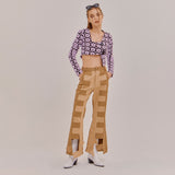 SETSETSET FLOWER KINT CROP CARDIGAN PURPLE