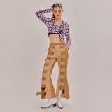 SETSETSET FLOWER KINT CROP CARDIGAN PURPLE