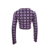SETSETSET FLOWER KINT CROP CARDIGAN PURPLE