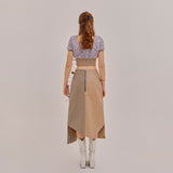 SETSETSET CROSSOVER CUTTING SKIRT BEIGE