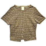 SETSETSET KNIT SHORT SLEEVE CROP CARDIGAN BROWN