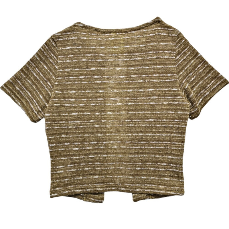 SETSETSET KNIT SHORT SLEEVE CROP CARDIGAN BROWN
