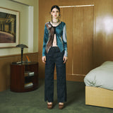 SETSETSET WATERCOLOR KNIT CUTTING CARDIGAN BLUE