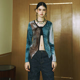 SETSETSET WATERCOLOR KNIT CUTTING CARDIGAN BLUE