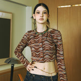 SETSETSET WAVE JACQUARD KNIT CARDIGAN BROWN