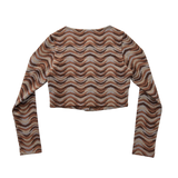 SETSETSET WAVE JACQUARD KNIT CARDIGAN BROWN