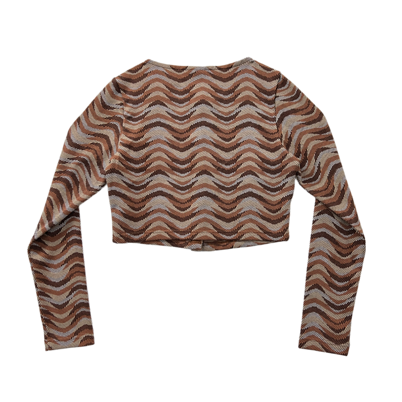 SETSETSET WAVE JACQUARD KNIT CARDIGAN BROWN