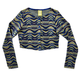 SETSETSET WAVE JACQUARD KNIT CARDIGAN BLUE