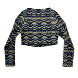 SETSETSET WAVE JACQUARD KNIT CARDIGAN BLUE