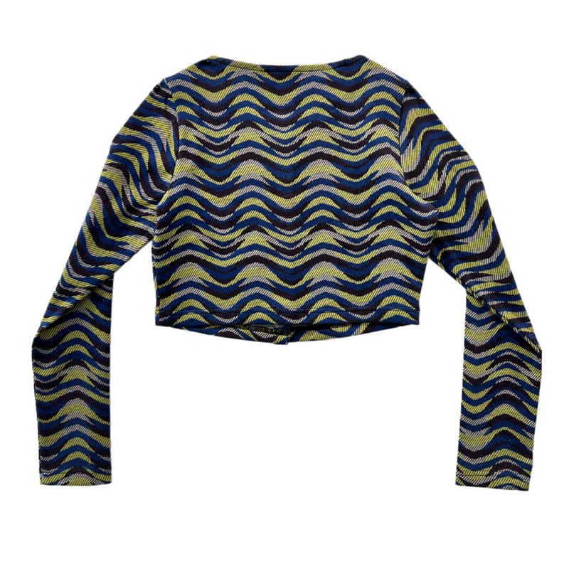 SETSETSET WAVE JACQUARD KNIT CARDIGAN BLUE