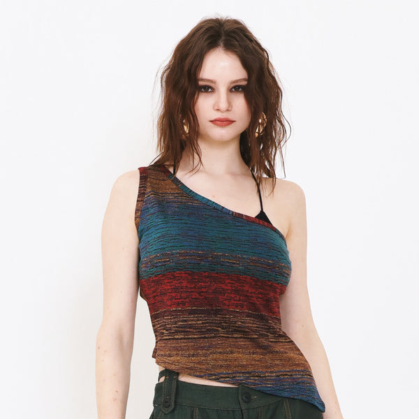 SETSETSET ASYMMETRIC KNIT TOP MULTI