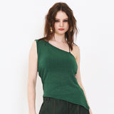 SETSETSET ASYMMETRIC KNIT TOP GREEN