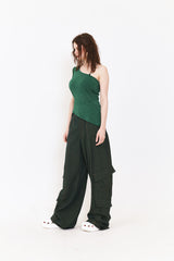 SETSETSET ASYMMETRIC KNIT TOP GREEN
