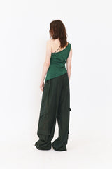 SETSETSET ASYMMETRIC KNIT TOP GREEN