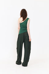 SETSETSET ASYMMETRIC KNIT TOP GREEN