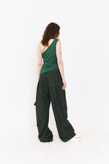 SETSETSET ASYMMETRIC KNIT TOP GREEN