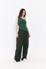 SETSETSET ASYMMETRIC KNIT TOP GREEN