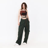 SETSETSET SUMMER COTTON CARGO PANTS GREEN